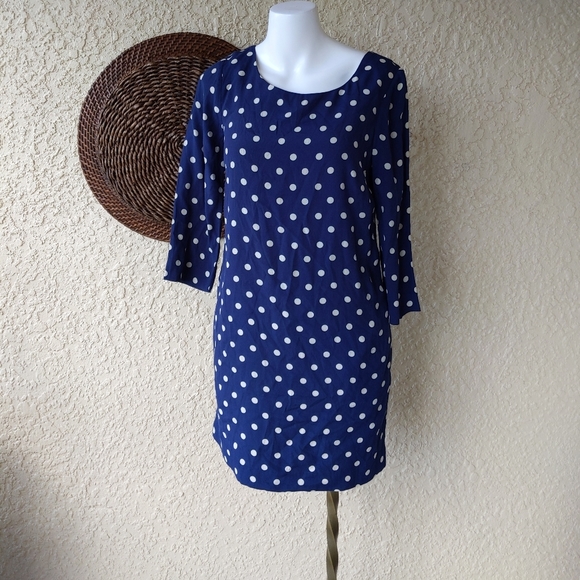 Boden Theodora Ponte Polka Dot Dress, French Navy" - Picture 2 of 7
